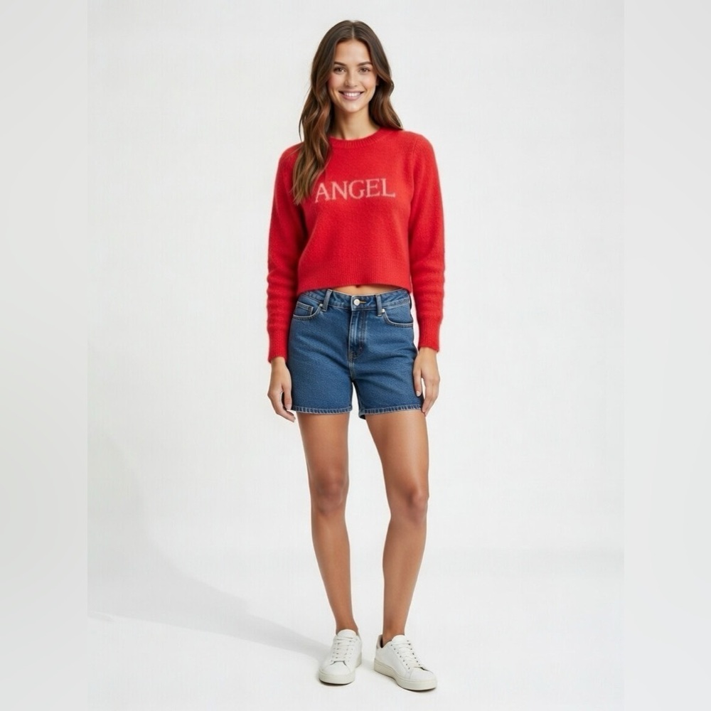 Victoria’s Secret Angel Fuzzy Red Cropped Sweater Crewneck XS